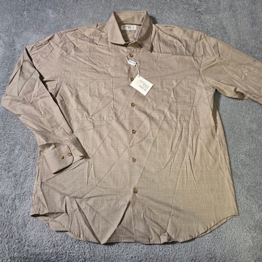 Mondo di Marco Mens Medium M Button Down Shirt Tan Cotton Made in Italy New